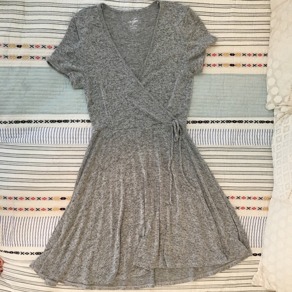 Alya Size Medium Grey Wrap Dress